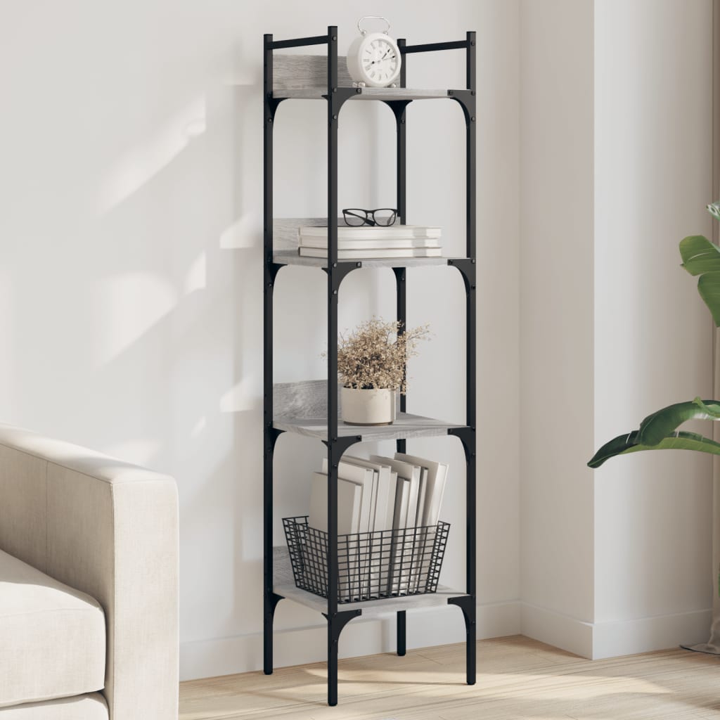 vidaXL Libreria 4Ripiani Grigio Sonoma 35x30x138,5cm Legno Multistrato