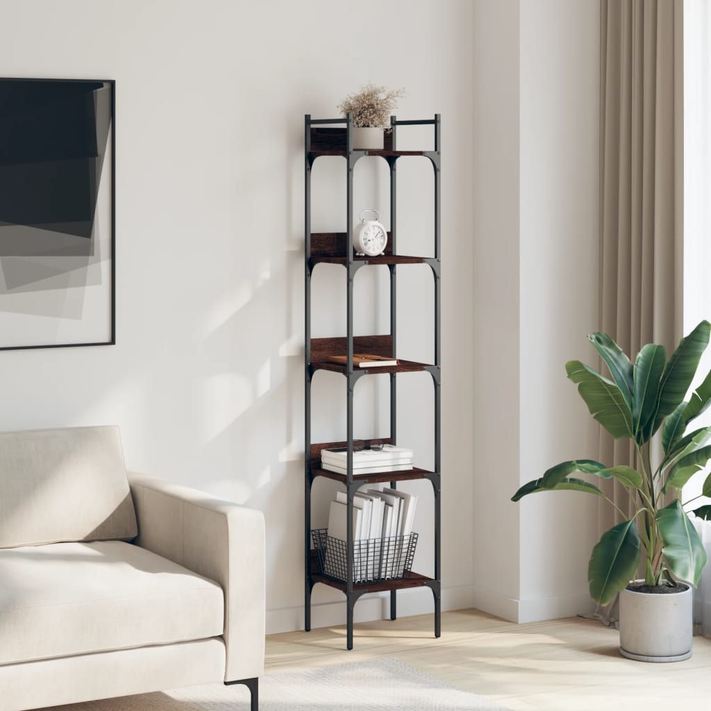 vidaXL Libreria 5 Ripiani Rovere Marrone 35x30x174cm Legno Multistrato VIDAXL