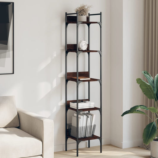 vidaXL Libreria 5 Ripiani Rovere Marrone 35x30x174cm Legno Multistrato VIDAXL
