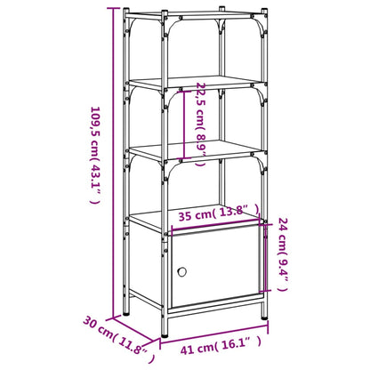 vidaXL Libreria 3Ripiani Grigio Sonoma 41x30x109,5cm Legno Multistrato