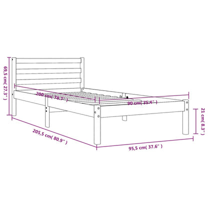 vidaXL Letto senza Materasso Marrone Cera 90x200 cm Legno di Pino