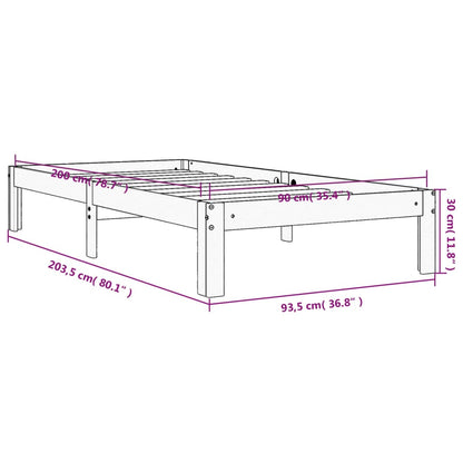 vidaXL Letto senza Materasso Marrone Cera 90x200 cm Legno di Pino
