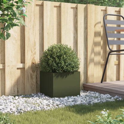 vidaXL Fioriera da Giardino Verde Oliva 32x30x29 cm in Acciaio