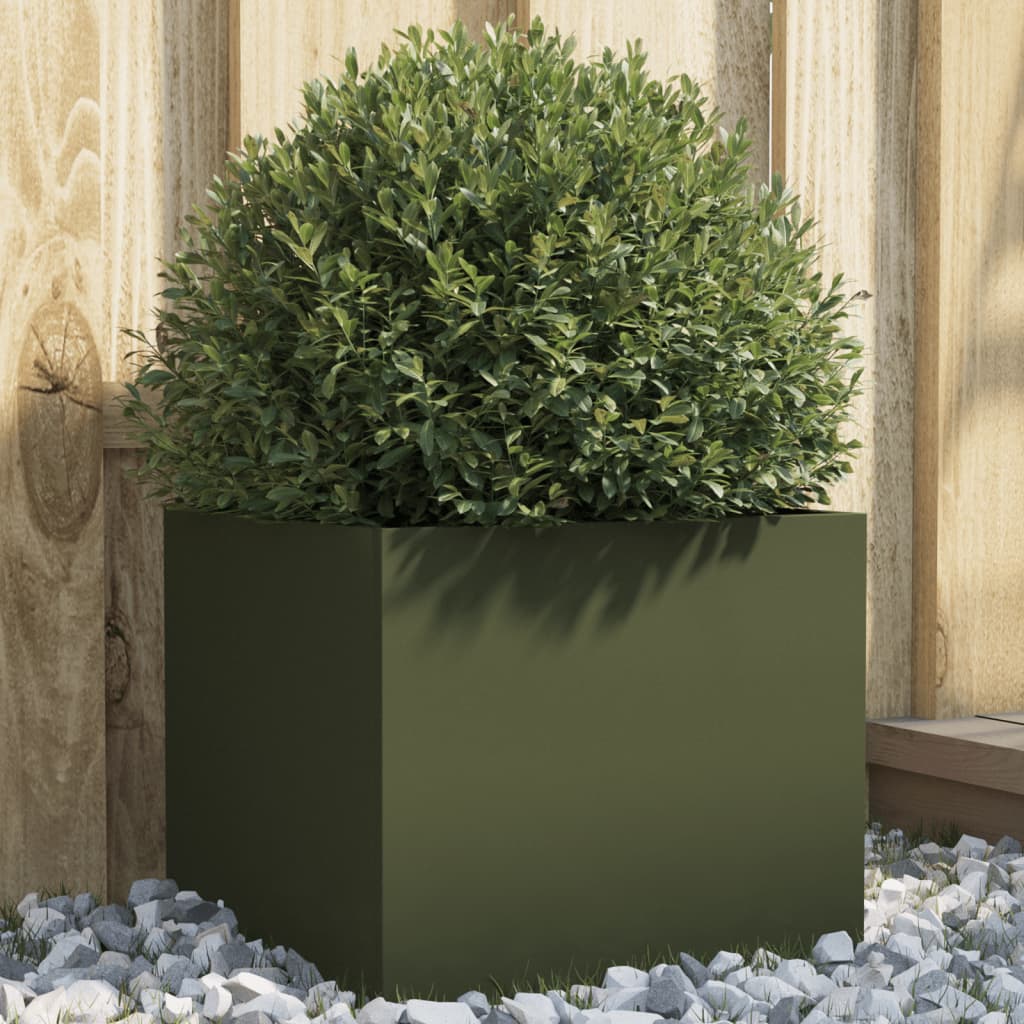 vidaXL Fioriera da Giardino Verde Oliva 32x30x29 cm in Acciaio