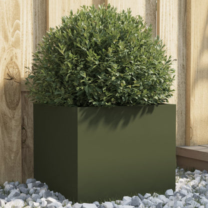 vidaXL Fioriera da Giardino Verde Oliva 32x30x29 cm in Acciaio