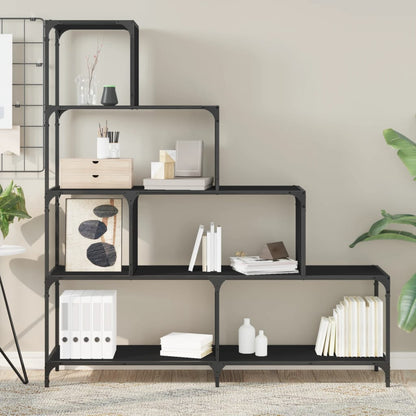 vidaXL Libreria a 4 Gradini Nera 139x33,5x149 cm in Legno Multistrato VIDAXL