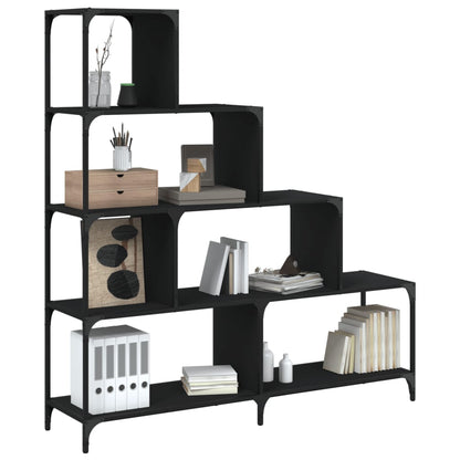 vidaXL Libreria a 4 Gradini Nera 139x33,5x149 cm in Legno Multistrato VIDAXL
