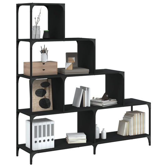 vidaXL Libreria a 4 Gradini Nera 139x33,5x149 cm in Legno Multistrato VIDAXL
