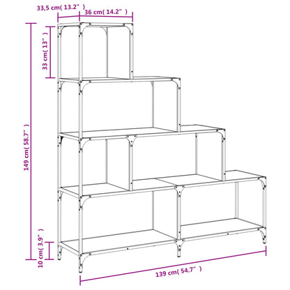 vidaXL Libreria 4 Ripiani Grigio Sonoma 139x33,5x149 Legno Multistrato