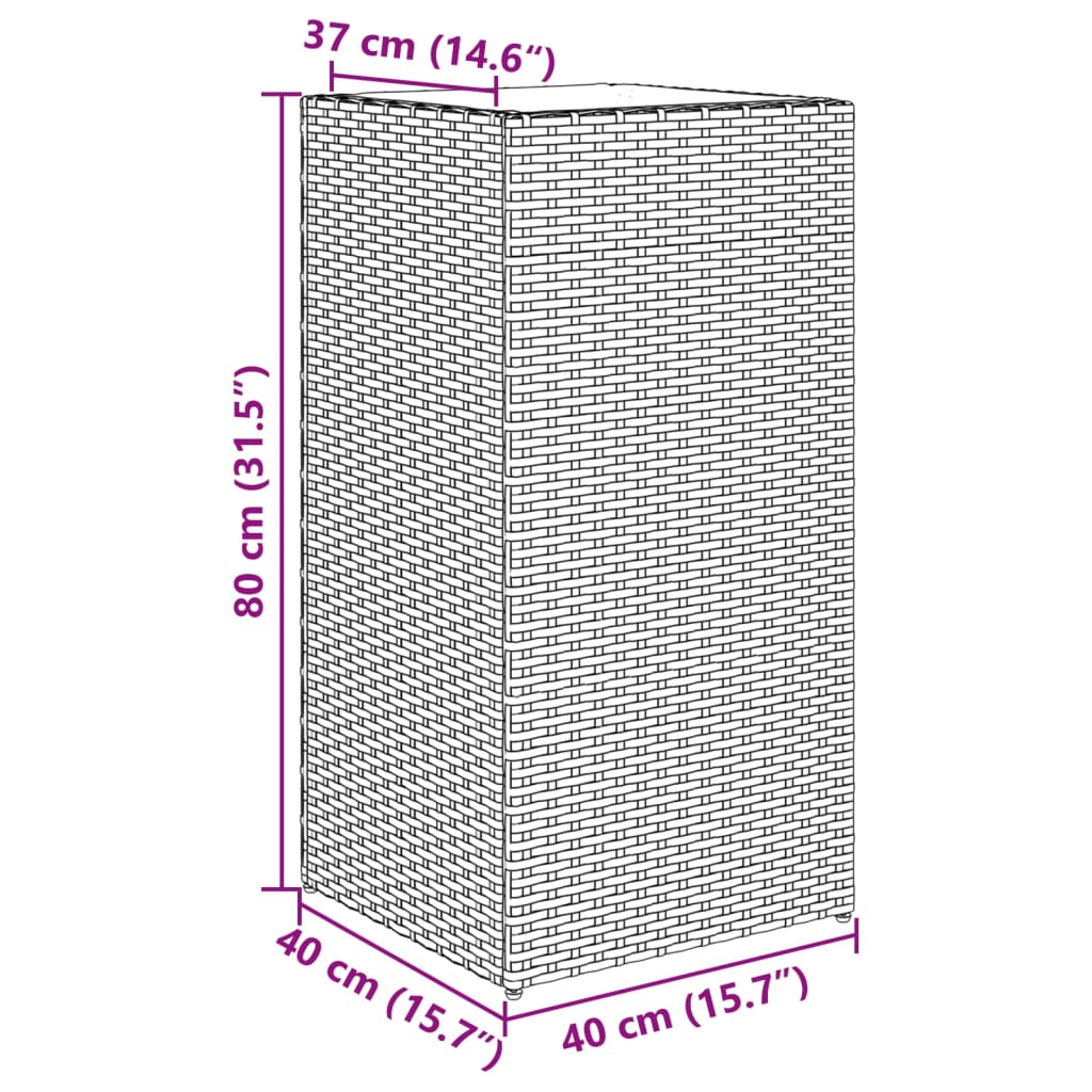 vidaXL Fioriera da Giardino Grigia 40x40x80 cm in Polyrattan VIDAXL