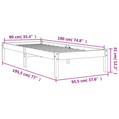 vidaXL Letto senza Materasso Marrone Cera 90x190 cm in Legno di Pino VIDAXL