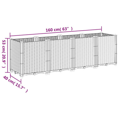 vidaXL Fioriera da Giardino Marrone 160x40x53 cm in PP