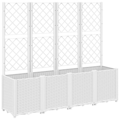 vidaXL Fioriera da Giardino con Traliccio Bianco 160x40x140 cm in PP