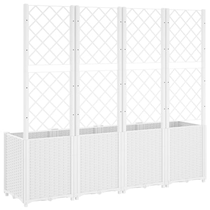 vidaXL Fioriera da Giardino con Traliccio Bianco 160x40x140 cm in PP