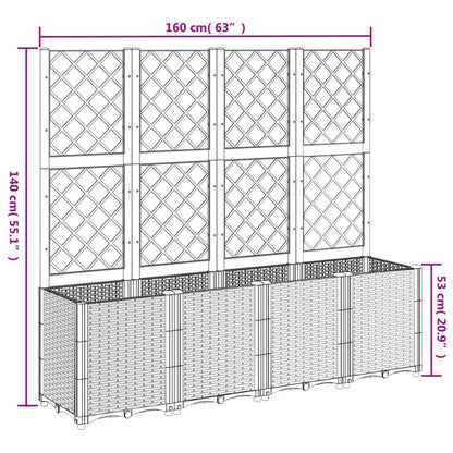 vidaXL Fioriera da Giardino con Traliccio Bianco 160x40x140 cm in PP