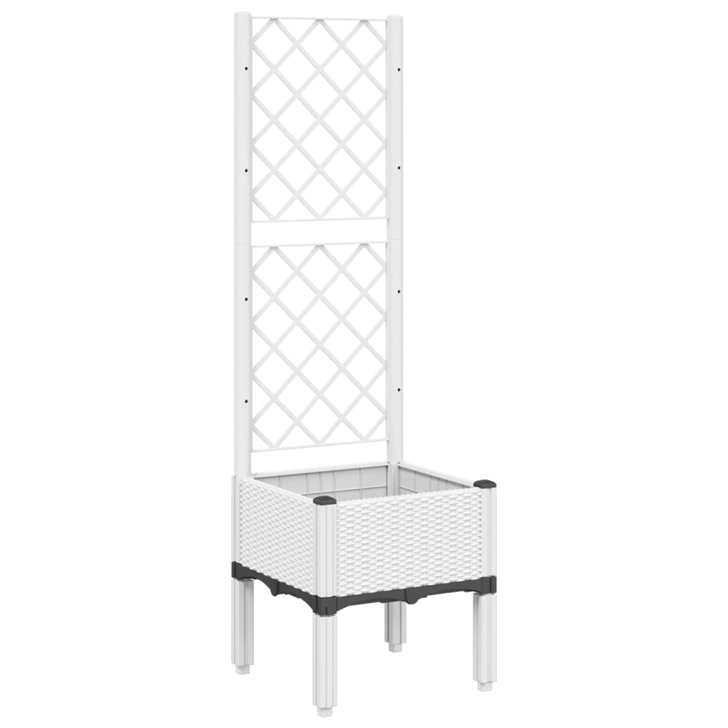 vidaXL Fioriera da Giardino con Traliccio Bianco 40x40x142 cm in PP