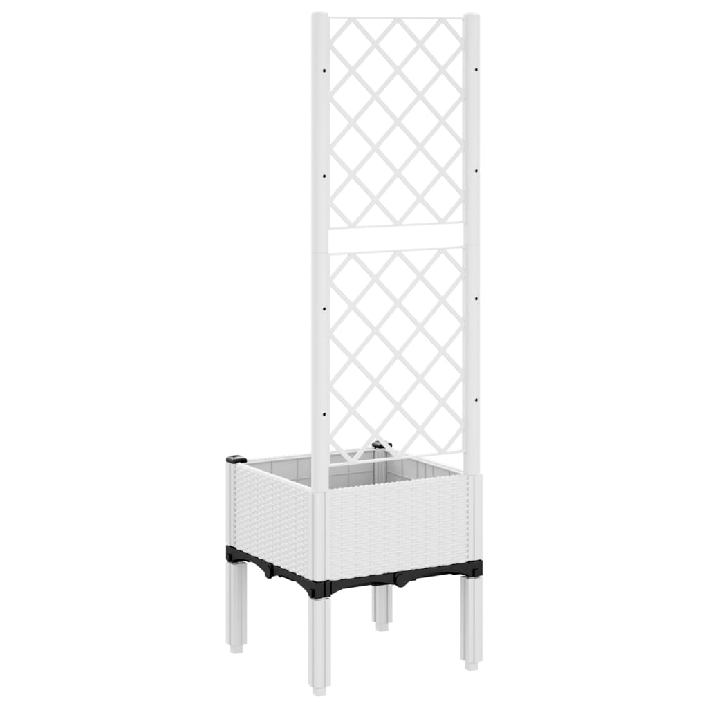 vidaXL Fioriera da Giardino con Traliccio Bianco 40x40x142 cm in PP