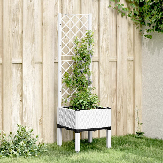 vidaXL Fioriera da Giardino con Traliccio Bianco 40x40x142 cm in PP