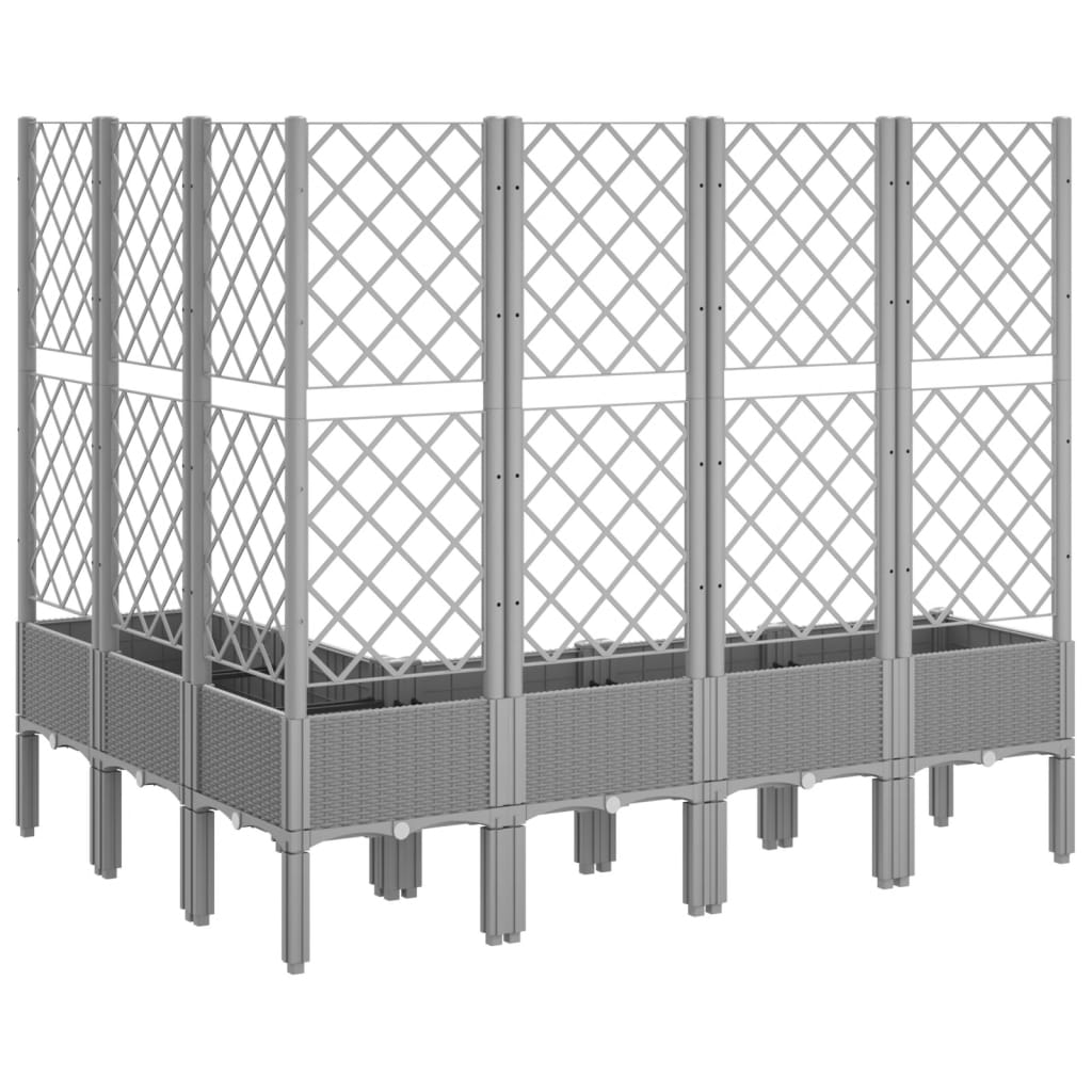 vidaXL Fioriera Giardino con Graticcio Grigio Chiaro 160x120x142 cm PP VIDAXL