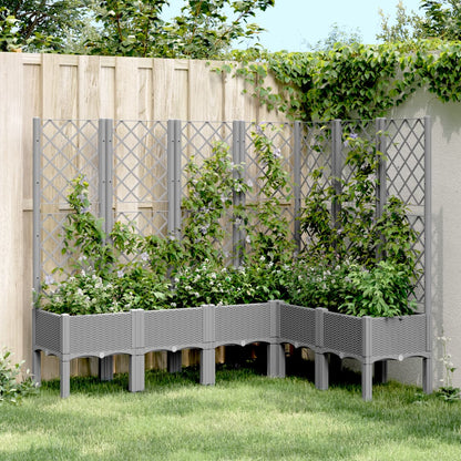 vidaXL Fioriera Giardino con Graticcio Grigio Chiaro 160x120x142 cm PP VIDAXL