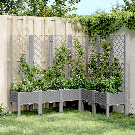 vidaXL Fioriera Giardino con Graticcio Grigio Chiaro 160x120x142 cm PP VIDAXL