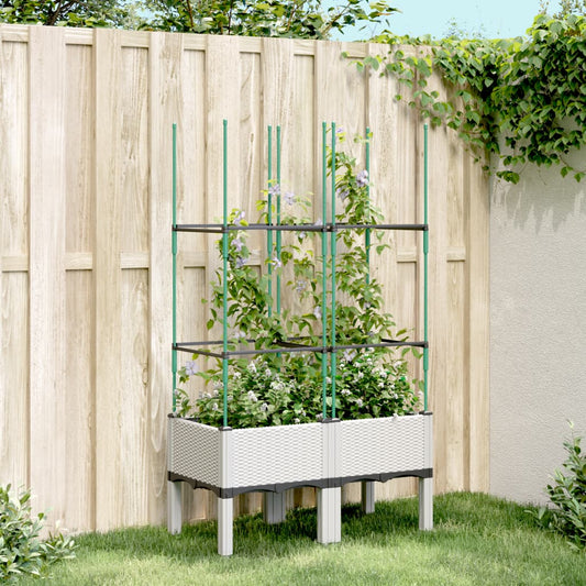 vidaXL Fioriera da Giardino con Graticcio Bianco 80x40x142,5 cm PP VIDAXL