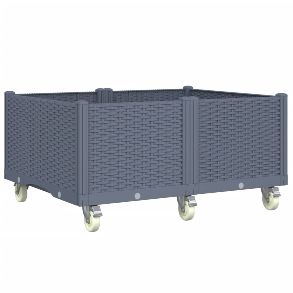 vidaXL Fioriera da Giardino con Ruote Grigio Blu 100x80x54 cm in PP VIDAXL