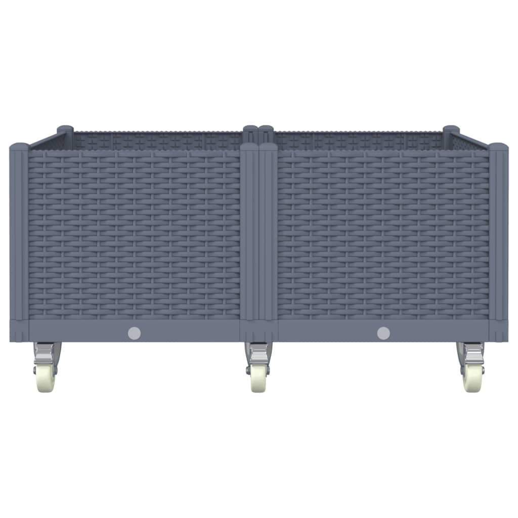 vidaXL Fioriera da Giardino con Ruote Grigio Blu 100x80x54 cm in PP VIDAXL