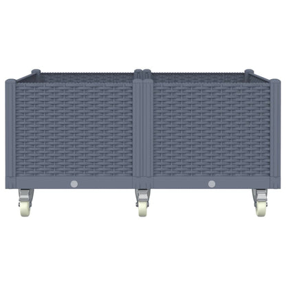 vidaXL Fioriera da Giardino con Ruote Grigio Blu 100x80x54 cm in PP VIDAXL