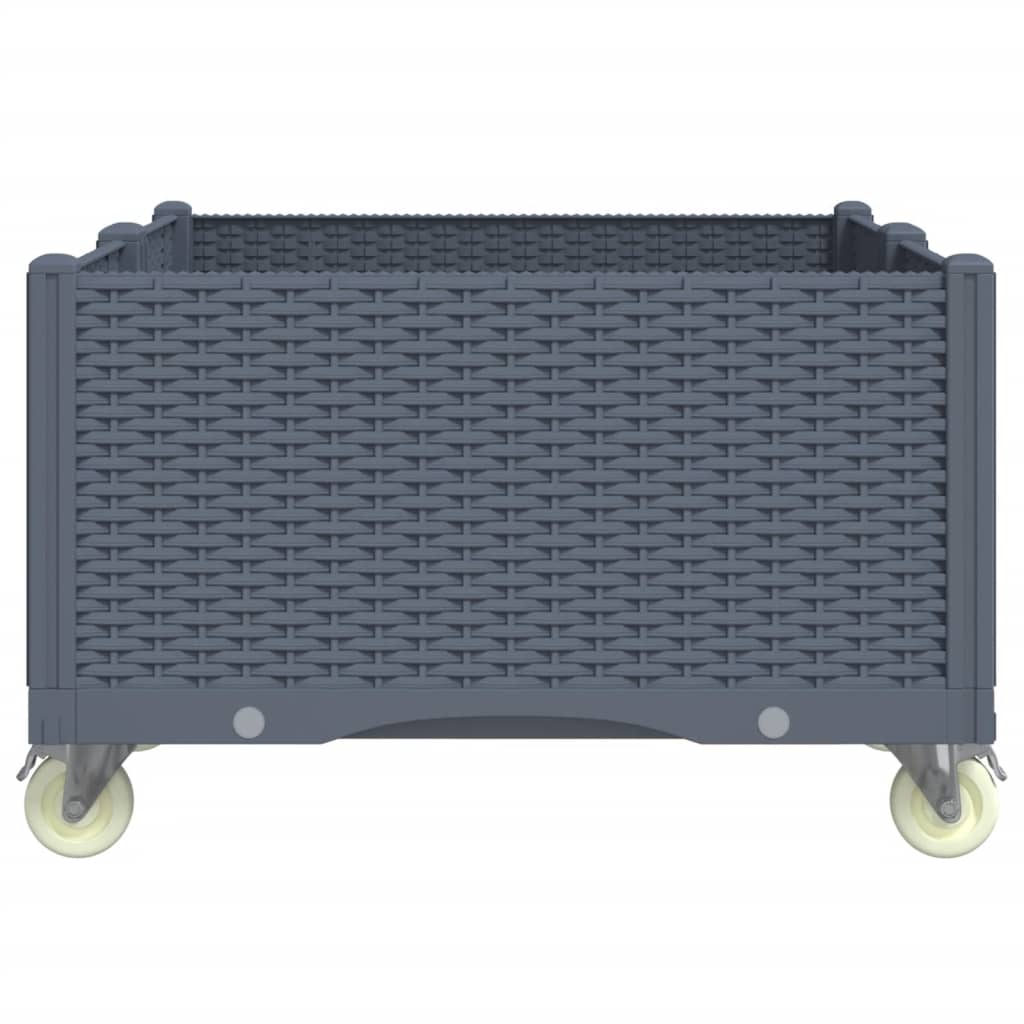 vidaXL Fioriera da Giardino con Ruote Grigio Blu 100x80x54 cm in PP VIDAXL