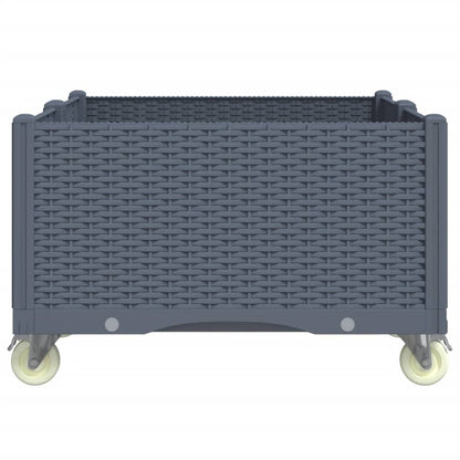 vidaXL Fioriera da Giardino con Ruote Grigio Blu 100x80x54 cm in PP VIDAXL