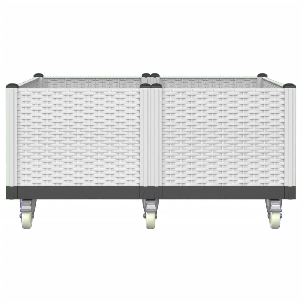vidaXL Fioriera da Giardino con Ruote Bianca 100x80x54 cm in PP