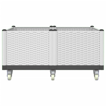 vidaXL Fioriera da Giardino con Ruote Bianca 100x80x54 cm in PP