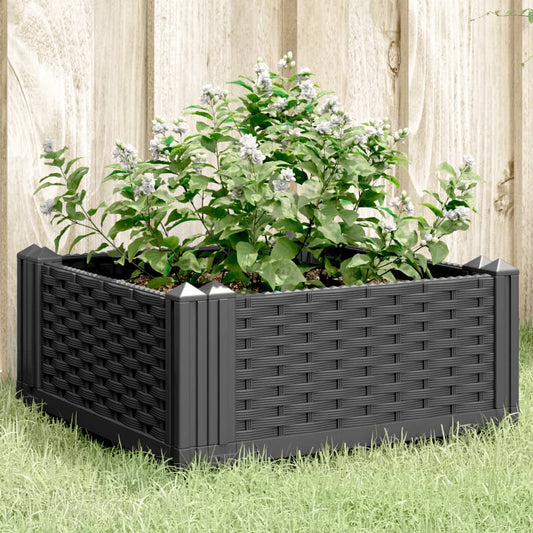 vidaXL Fioriera da Giardino con Picchetti Nera 42,5x42,5x28,5 cm PP