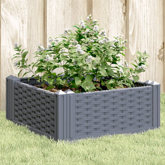 vidaXL Fioriera Giardino con Picchetti Grigio Blu 42,5x42,5x28,5 cm PP VIDAXL