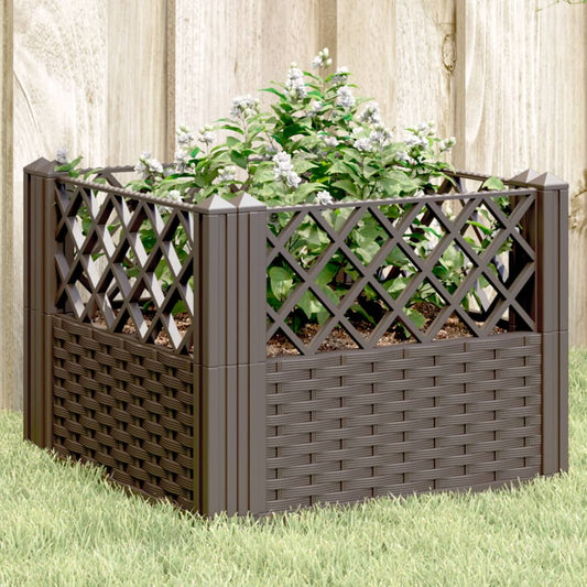 vidaXL Fioriera da Giardino con Picchetti Marrone 43,5x43,5x43,5 cm PP VIDAXL