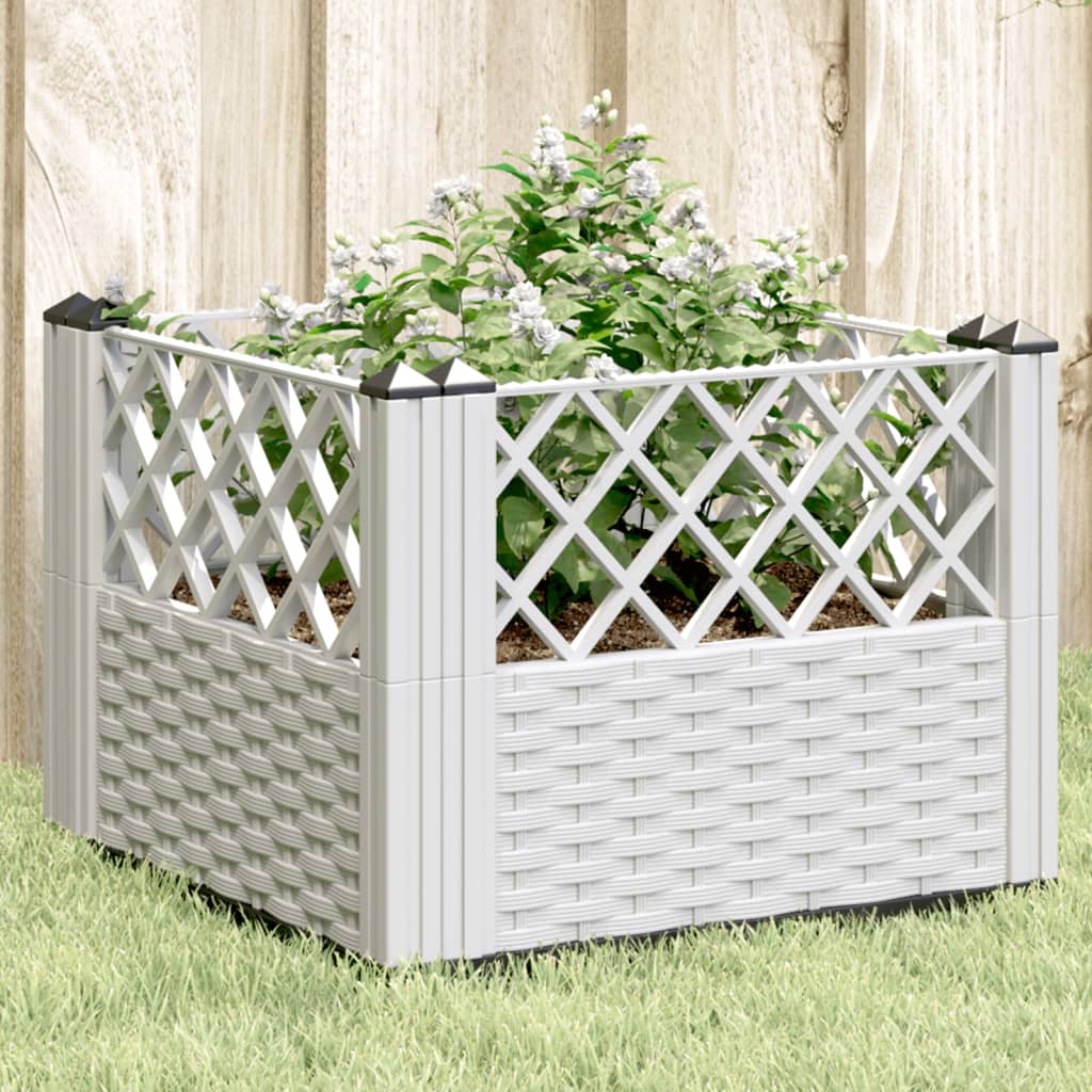 vidaXL Fioriera da Giardino con Picchetti Bianca 43,5x43,5x43,5 cm PP VIDAXL