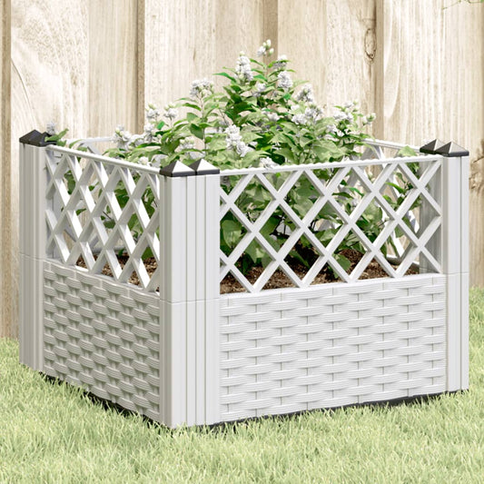 vidaXL Fioriera da Giardino con Picchetti Bianca 43,5x43,5x43,5 cm PP VIDAXL
