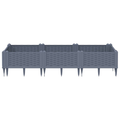 vidaXL Fioriera Giardino con Picchetti Grigio Blu 125x40x28,5 cm PP