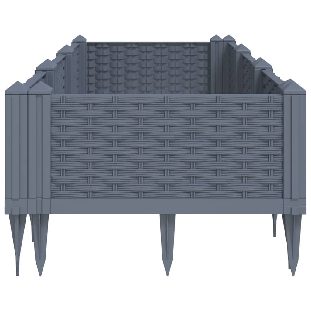 vidaXL Fioriera Giardino con Picchetti Grigio Blu 125x40x28,5 cm PP