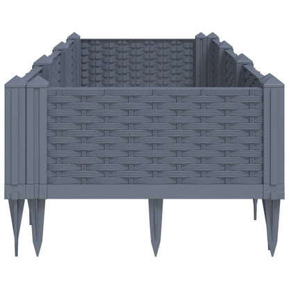 vidaXL Fioriera Giardino con Picchetti Grigio Blu 125x40x28,5 cm PP