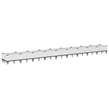 vidaXL Fioriera da Giardino con Picchetti Bianca 362,5x42,5x28,5 cm PP VIDAXL