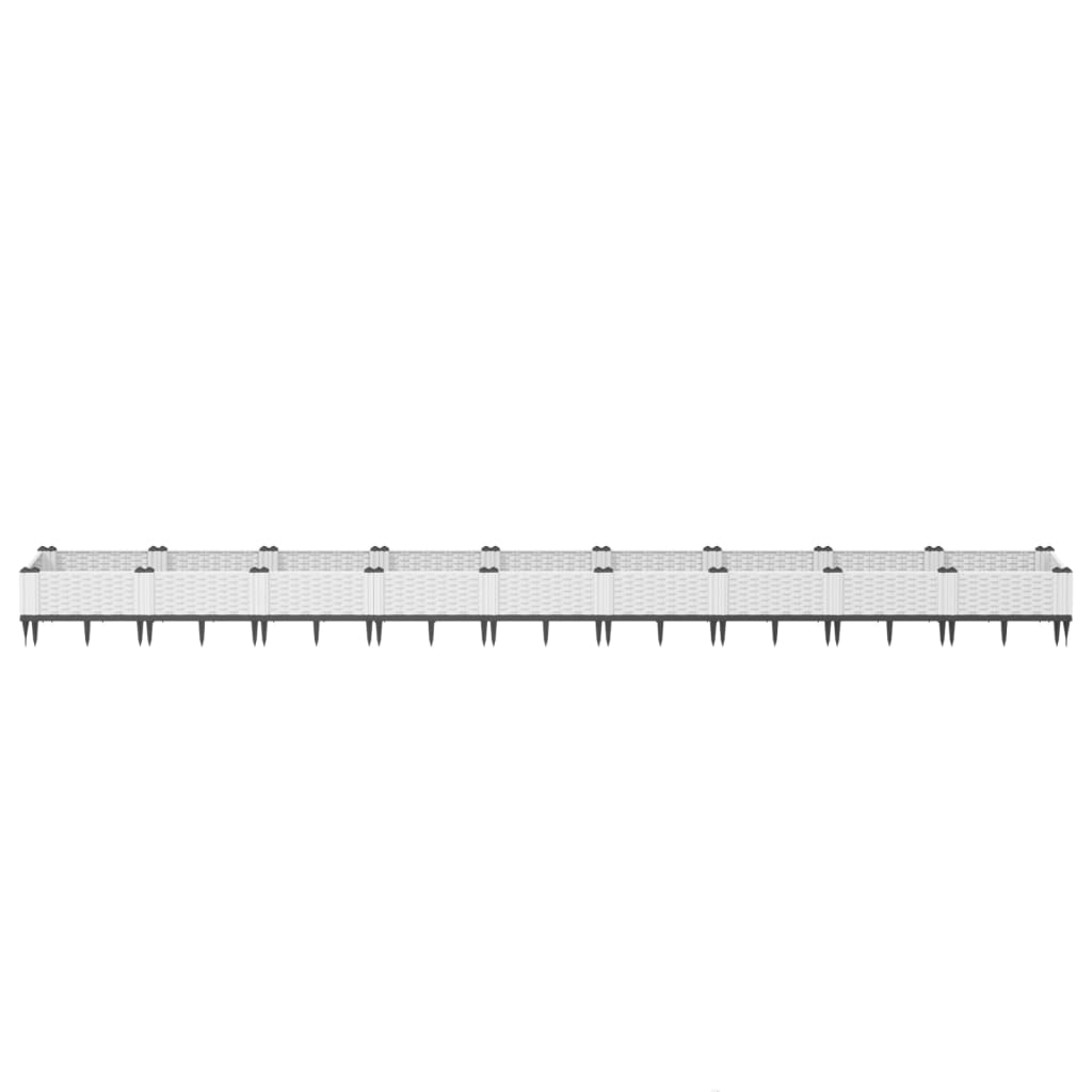 vidaXL Fioriera da Giardino con Picchetti Bianca 362,5x42,5x28,5 cm PP VIDAXL