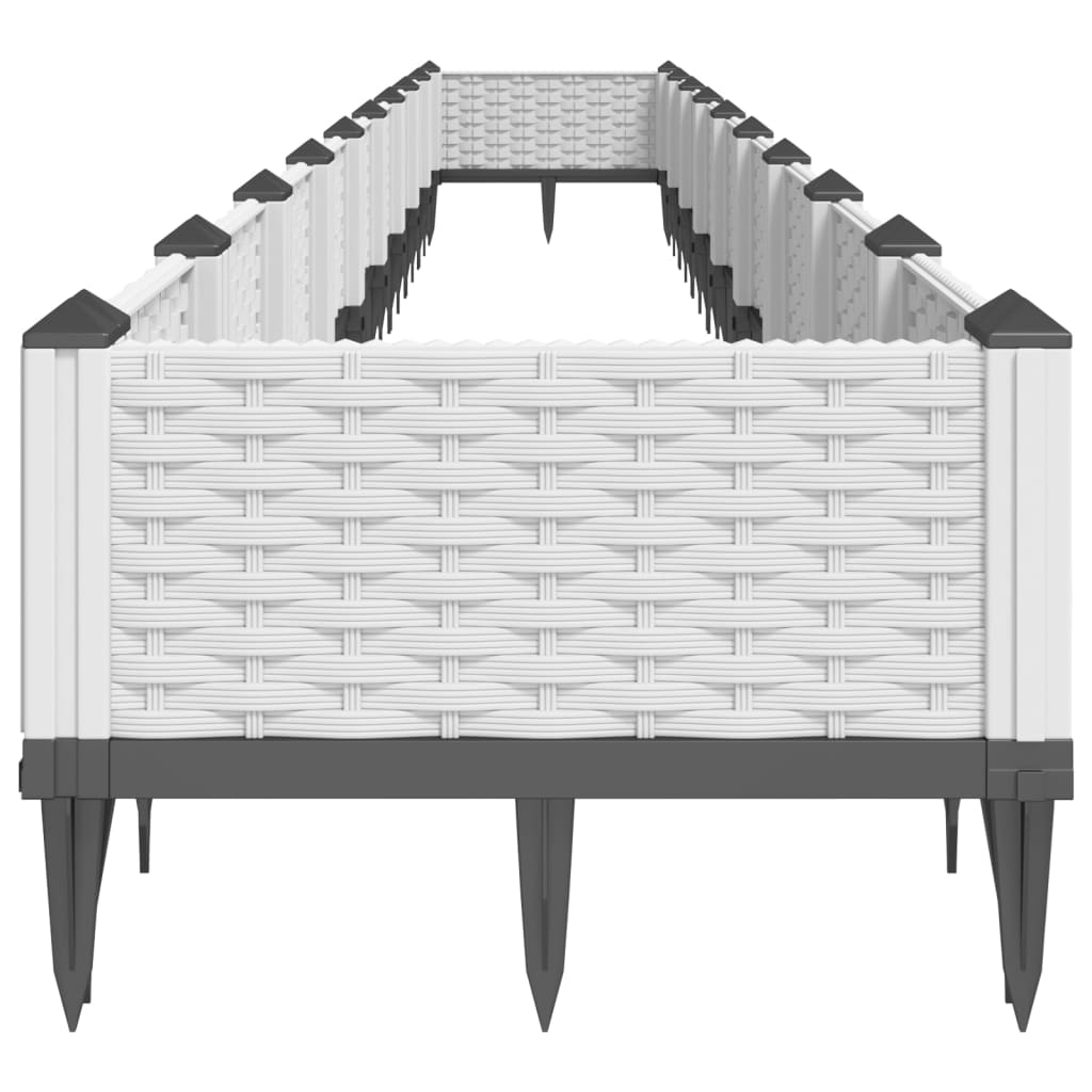 vidaXL Fioriera da Giardino con Picchetti Bianca 362,5x42,5x28,5 cm PP VIDAXL