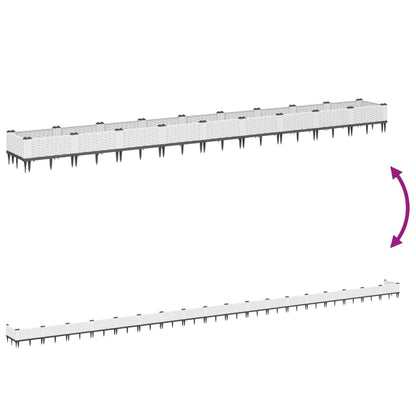 vidaXL Fioriera da Giardino con Picchetti Bianca 362,5x42,5x28,5 cm PP VIDAXL