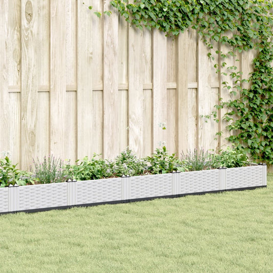 vidaXL Fioriera da Giardino con Picchetti Bianca 362,5x42,5x28,5 cm PP VIDAXL