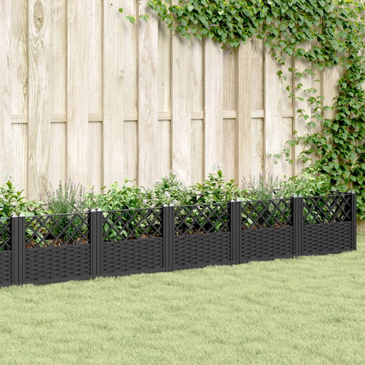 vidaXL Fioriera da Giardino con Picchetti Nera 363,5x43,5x43,5 cm PP VIDAXL