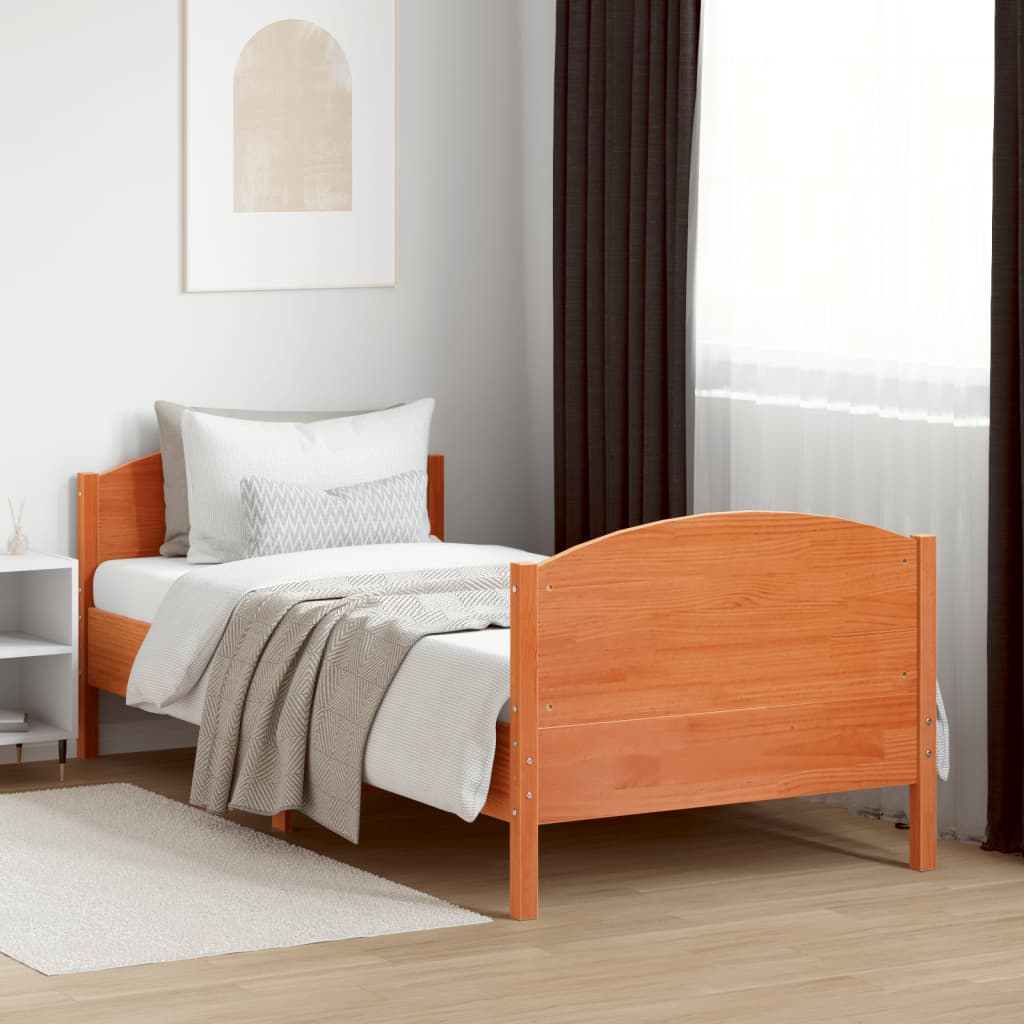 vidaXL Letto senza Materasso Marrone Cera 90x190 cm in Legno di Pino VIDAXL