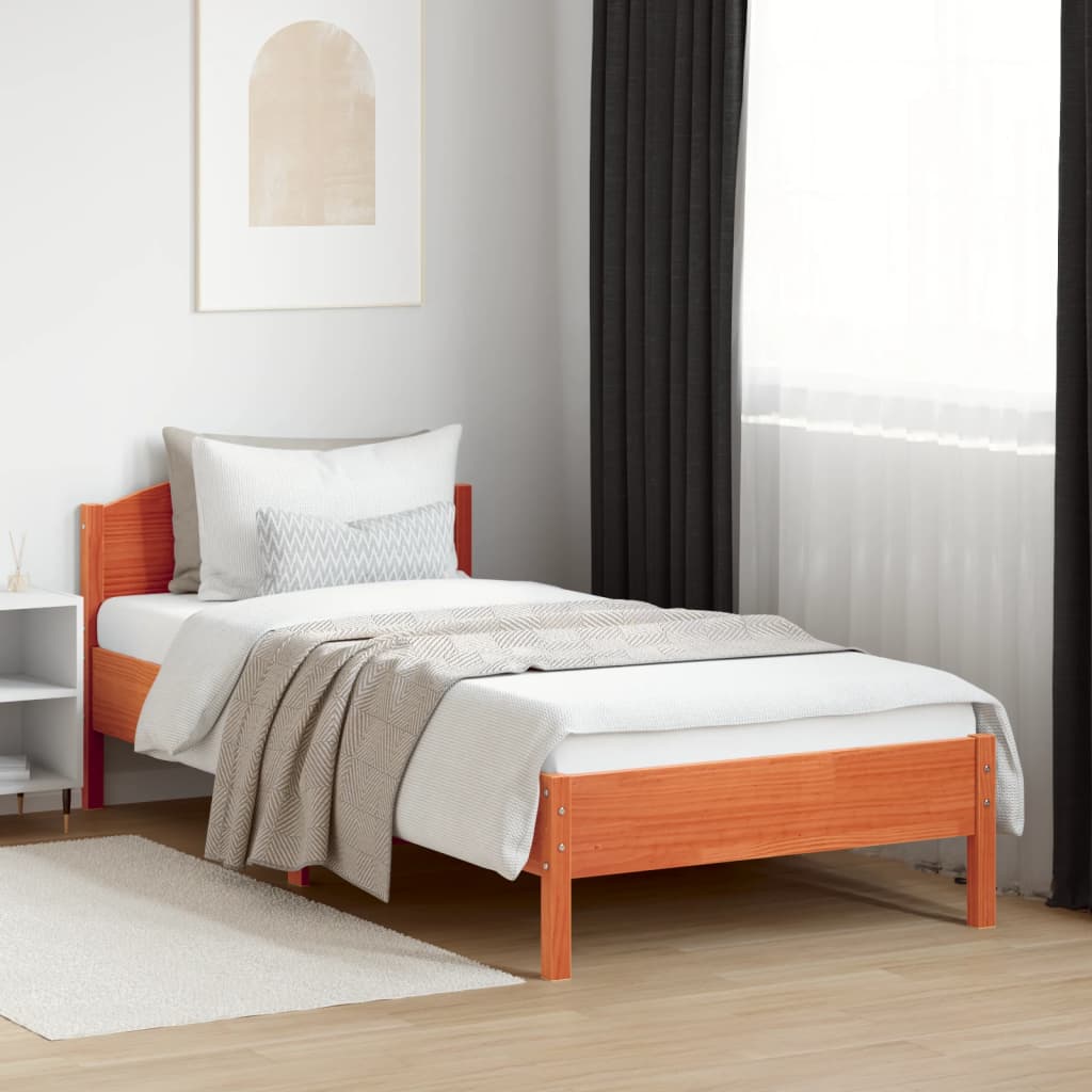 vidaXL Letto senza Materasso Marrone Cera 90x200 cm Legno di Pino VIDAXL