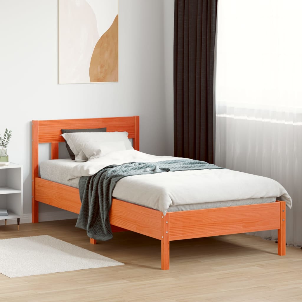 vidaXL Letto senza Materasso Marrone Cera 90x200 cm Legno di Pino VIDAXL